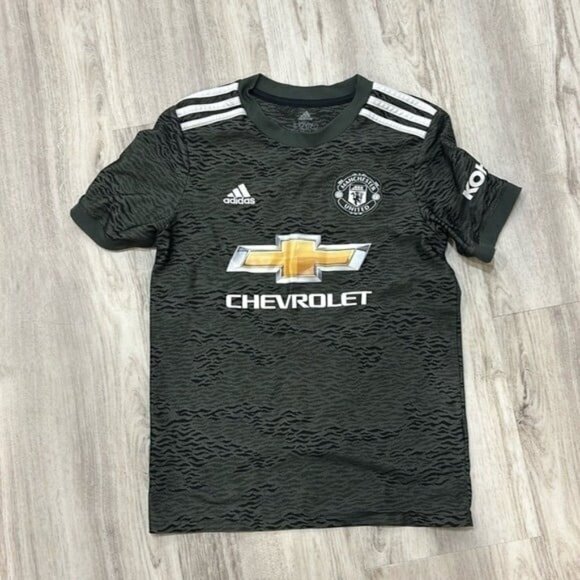 Manchester United FC MUFC Adidas 2020  Kids black and gray shirt 11/12 - Picture 1 of 4